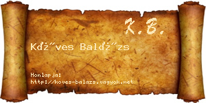 Köves Balázs névjegykártya