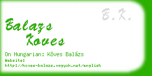balazs koves business card